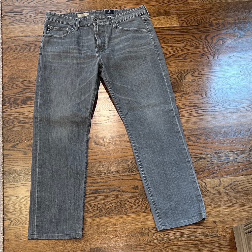 AG Adriano Goldschmied Men's Charcoal Straight Jeans